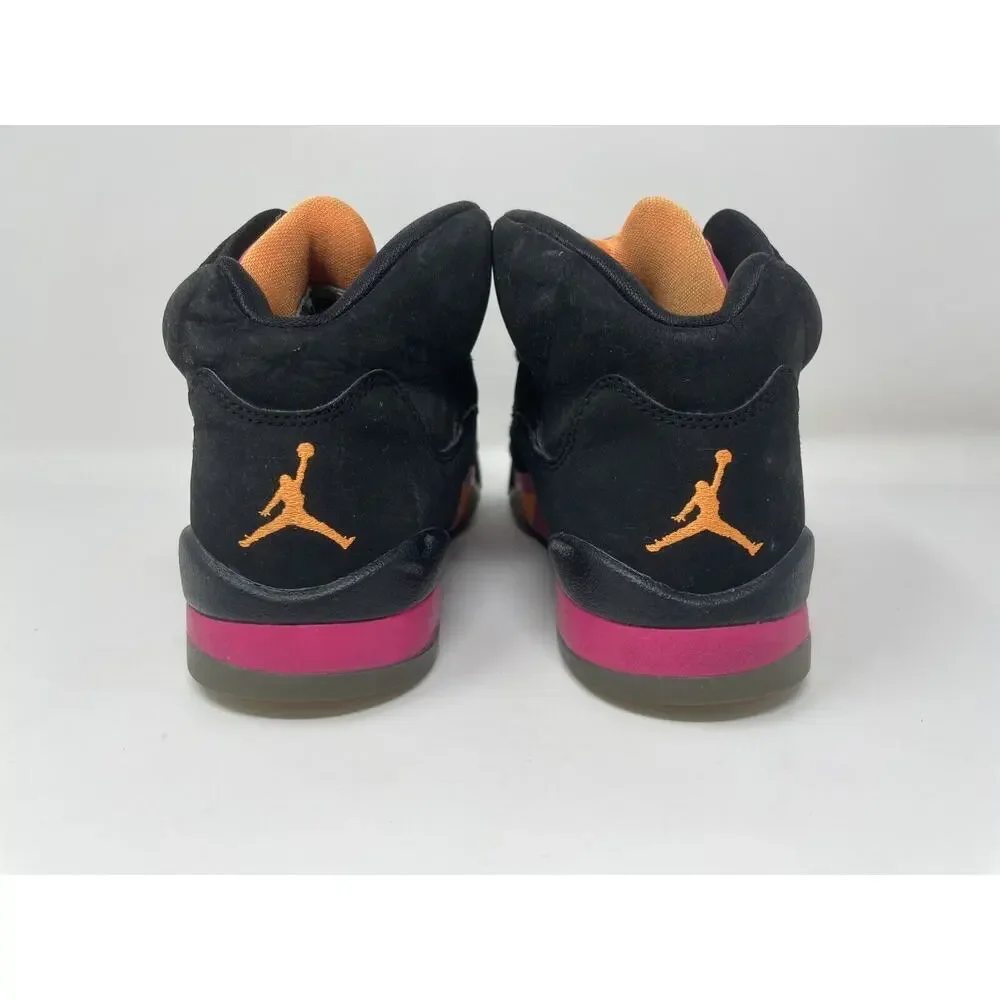 Girls' Nike Air Jordan V 5 Black Bright Cactus Citrus Pink Retro GS 2013 sz 5.5Y
